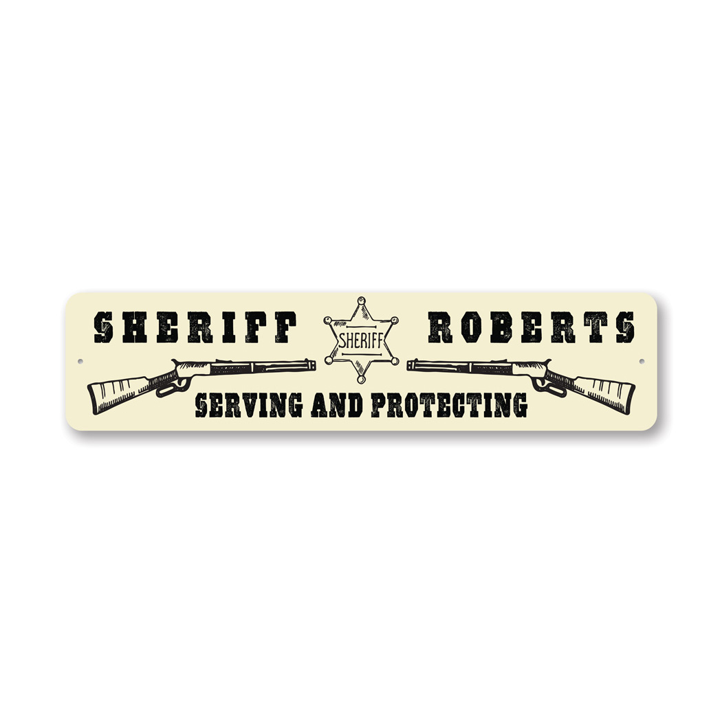 Plaque Métal Aluminium Vintage Sheriff's Office - 10,2 X 40,6 Cm - Déco Bar, Pub, Garage - Style Western Country