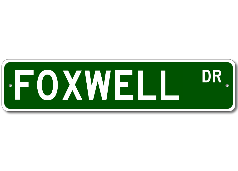 FOXWELL Street Sign Personalized Last Name Sign
