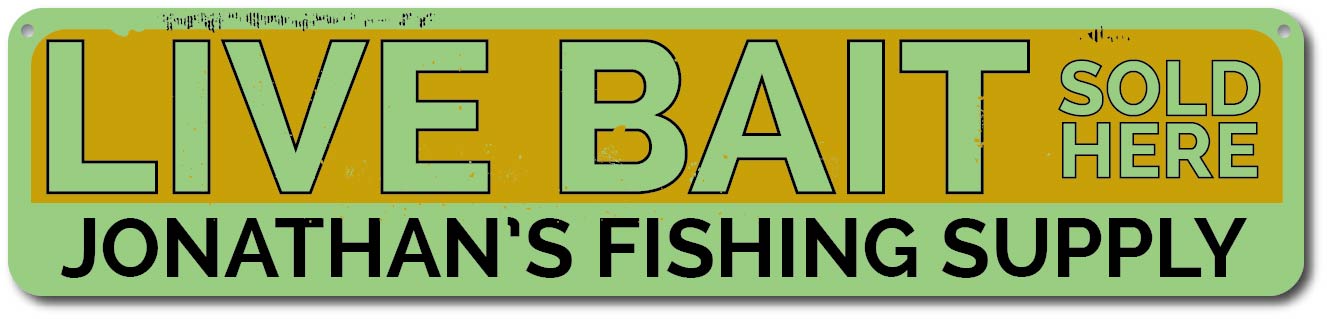 ENSA1001849 Personalized Vertical Fishing Supply Sign Custom Live Bait Sign