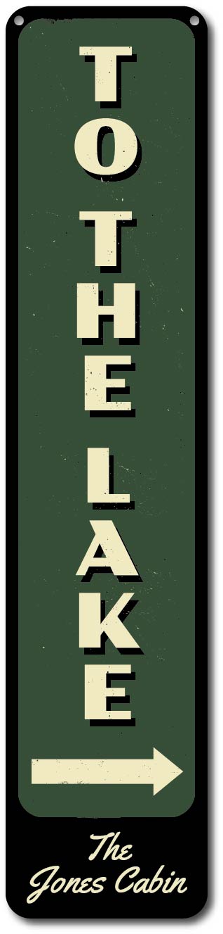 Personalized Vertical To The Lake Arrow Family Name Cabin Lake Sign ENSA1001858