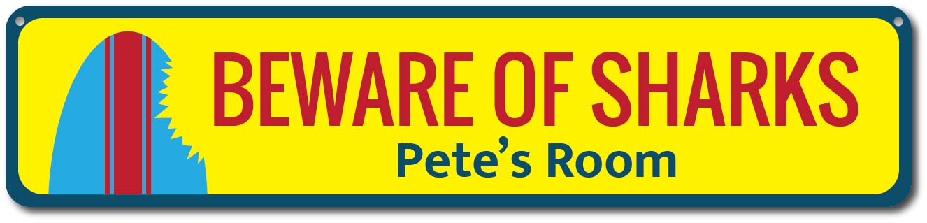 Custom Surfboard Shark Bite Sign ENSA1002089 Beware Of Sharks Sign