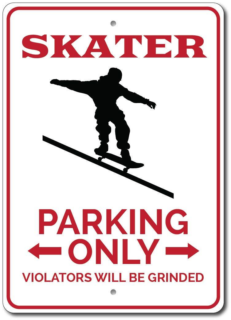 Skater Parking Sign, Skater Sign, Skater Gift for Skater Wall Metal