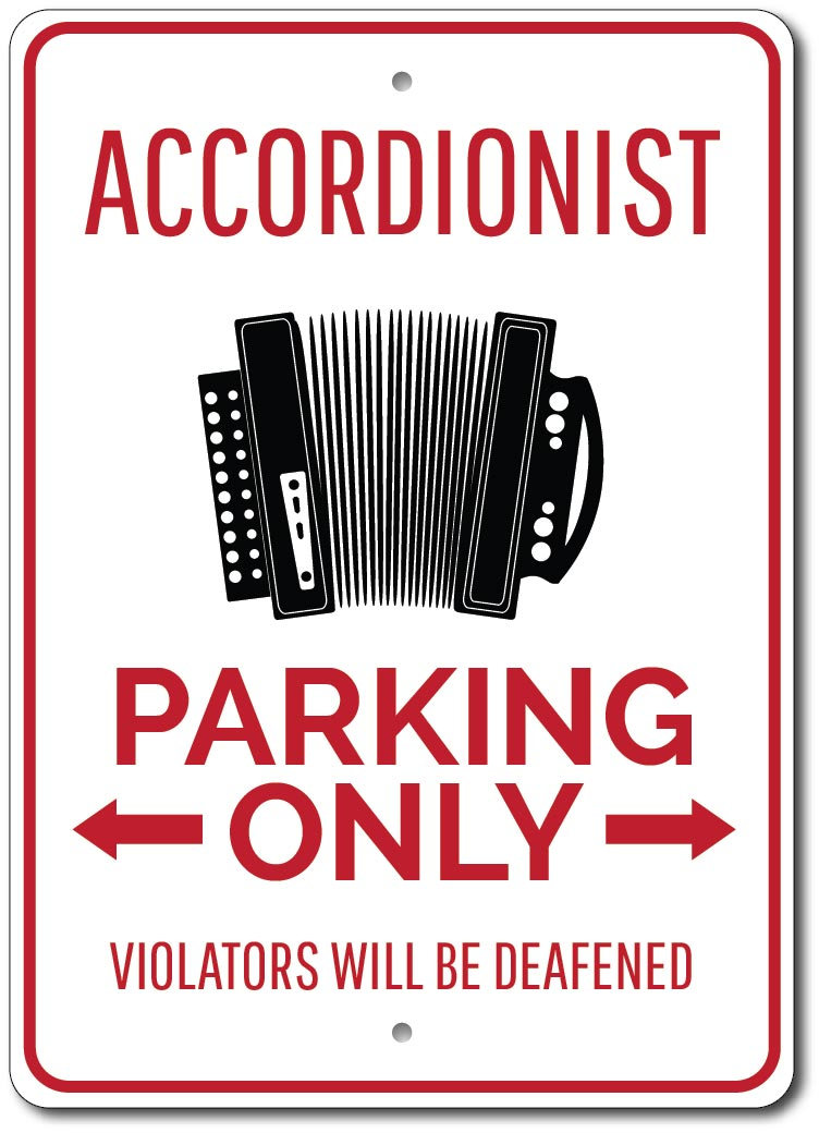 Accordionist Parking Sign Custom Accordion Musician Metal Decor Gift