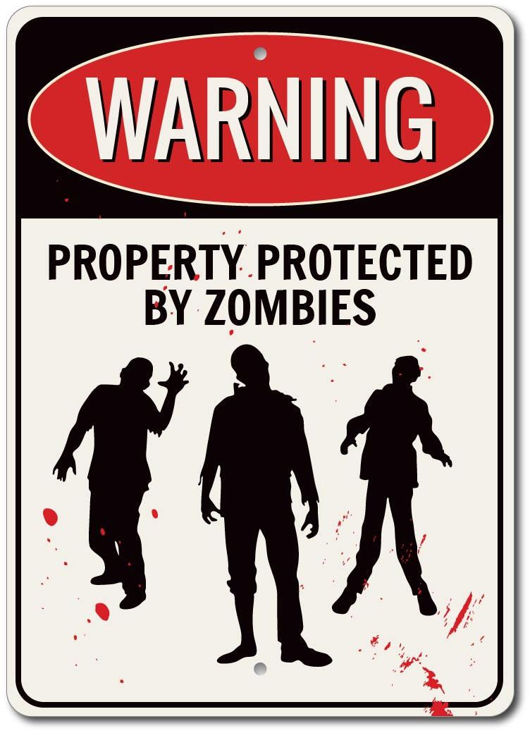Warning Sign, Warning Zombie Sign, Metal Zombies Decor, Zombies