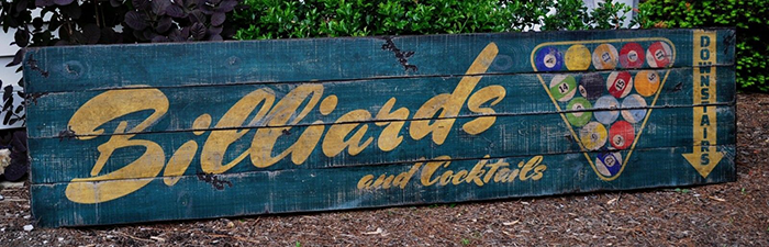 HUGE Billiards 10 Cent Games Sign Rustic Hand Made Vintage Wooden Sign