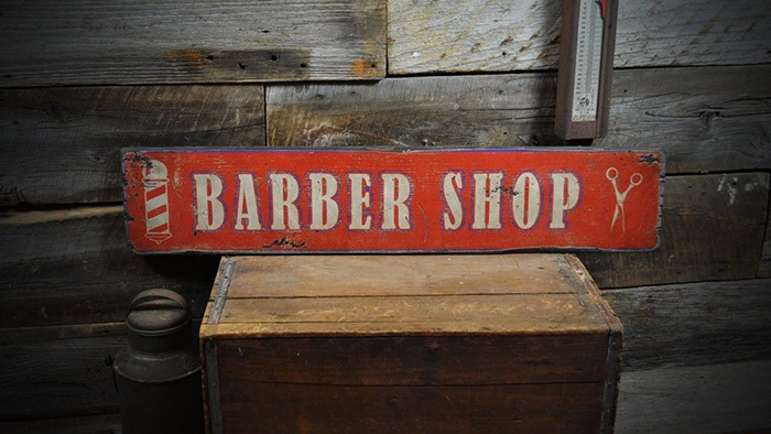 Custom Barber Shop Sign Rustic Hand Made Distressed Wood ENS1000800