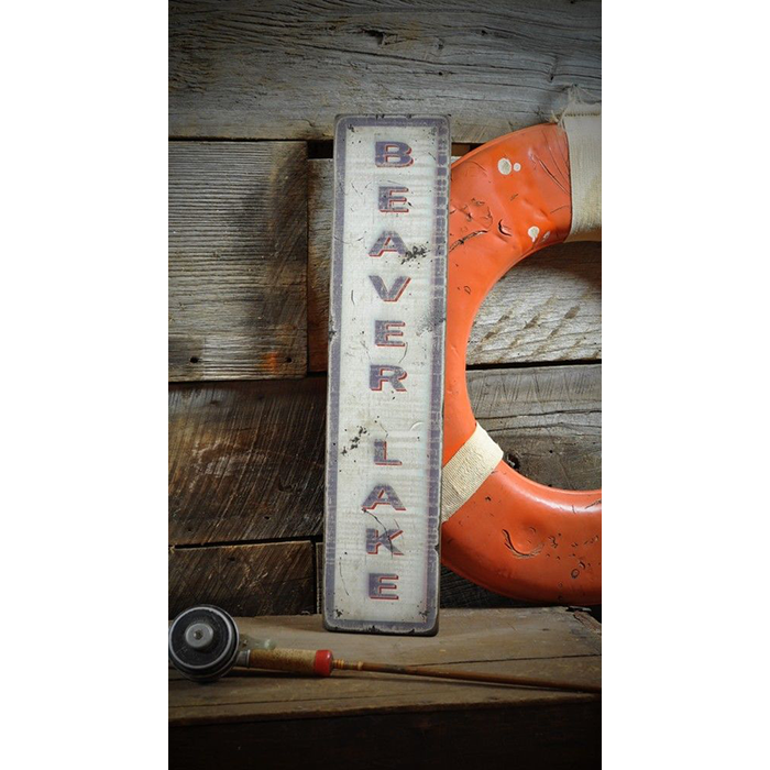 Vertical Lake House Sign Rustic Hand Made Vintage Wooden Sign