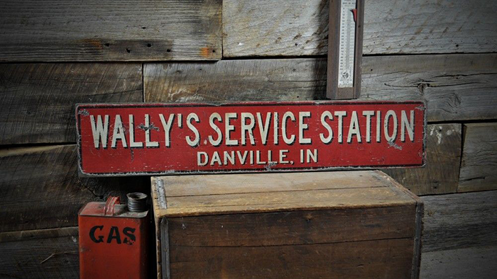 Custom Service Station Sign - Rustic Hand Made Vintage Wooden Sign