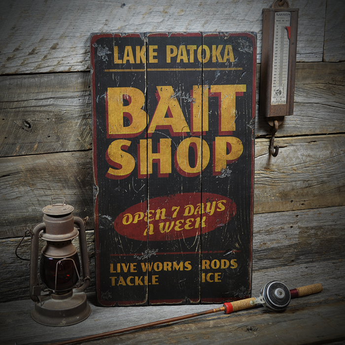 Custom Bait Shop Lake House Sign Rustic Hand Made Vintage Wooden ENS1001116
