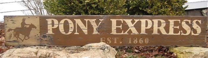 Horse Graphic Wood Pony Express Established 1860 Vintage Wood Sign WWS000213