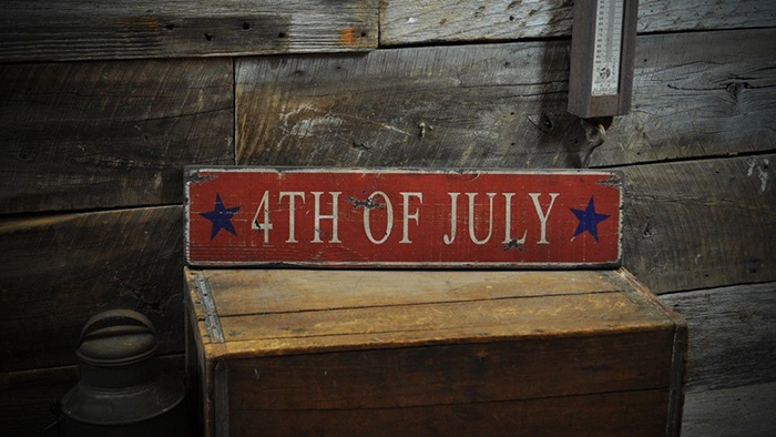 Rustic Hand Made Vintage Wooden Sign ENS1000239 4th of July Stars Wood Sign