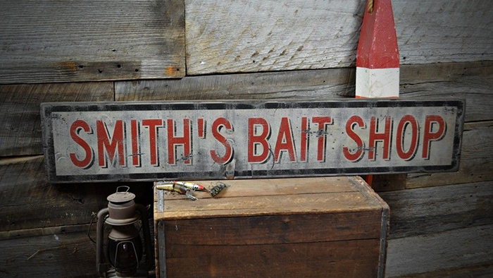 Custom Bait Shop Lake House Sign Rustic Hand Made Vintage Wooden ENS1001116