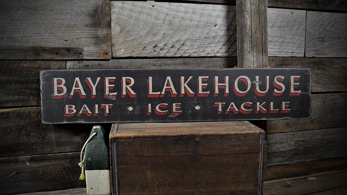 Custom Bait Shop Lake House Sign Rustic Hand Made Vintage Wooden ENS1001116