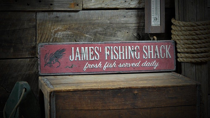 Custom Lake Vermilion Fish Sign Rustic Hand Made Vintage Wooden ENS1000567
