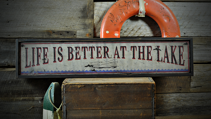 Rustic Hand Made Vintage Wooden ENS1001100 Custom Home Is Where Boat Is Sign