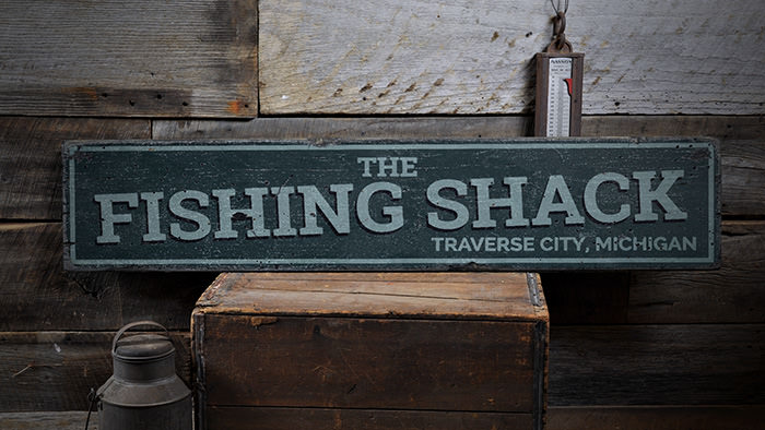 Fishing Shack Sign, Fishing Shack Decor -Distressed Wooden Sign | eBay